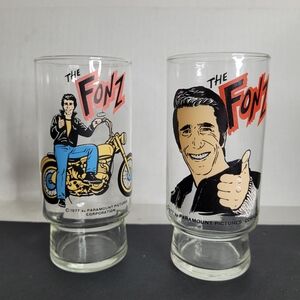 Vtg 1977 Happy Days The Fonz Collectible Drinking Glasses
